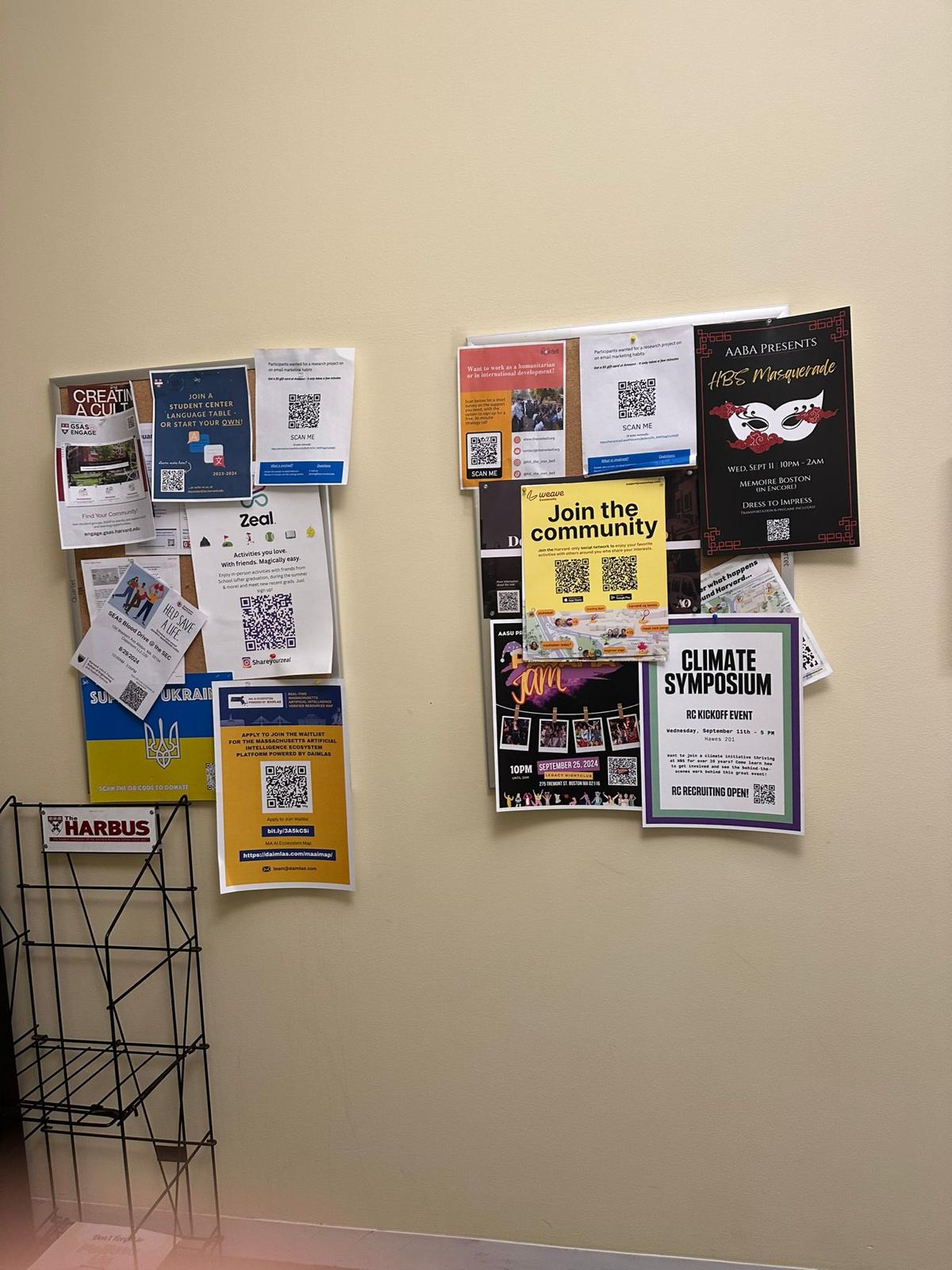 Weave flyer among campus bulletin boards