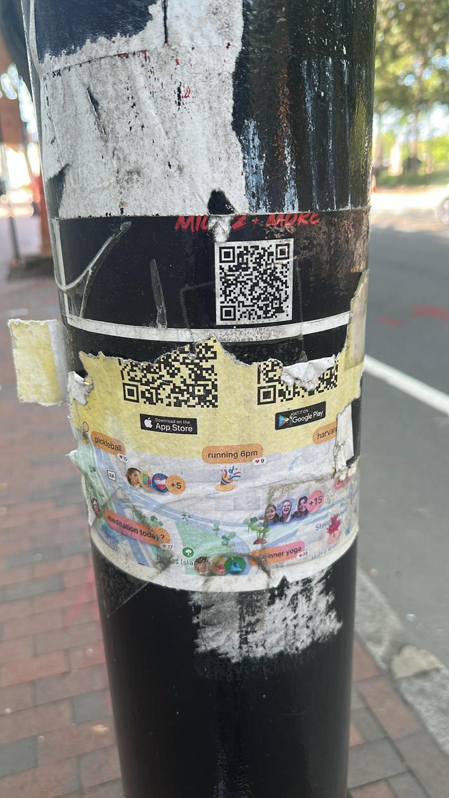 Weave flyer on a street post in Cambridge