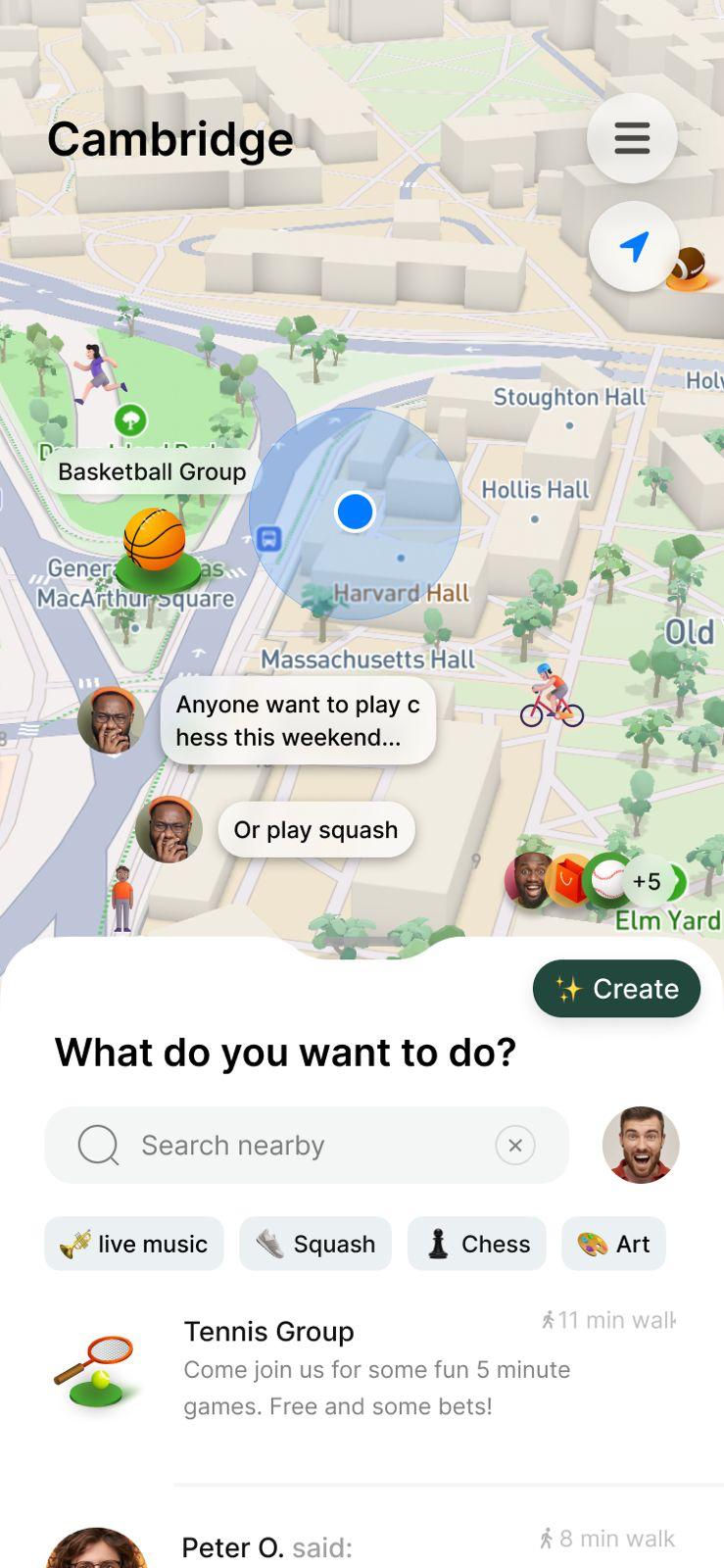 Early iteration of the Weave app map interface