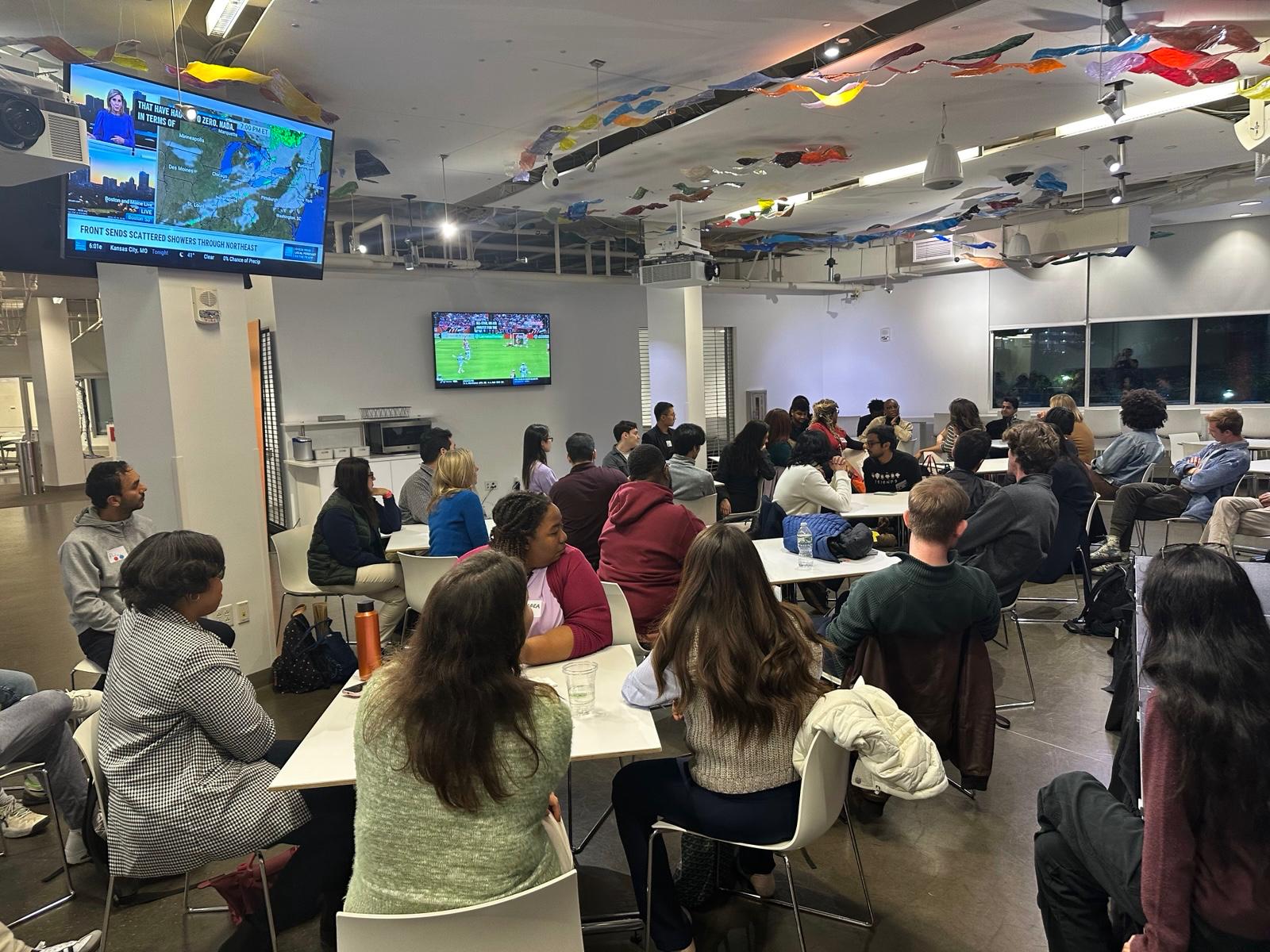 A full room at a Weave community event at the Harvard i-lab